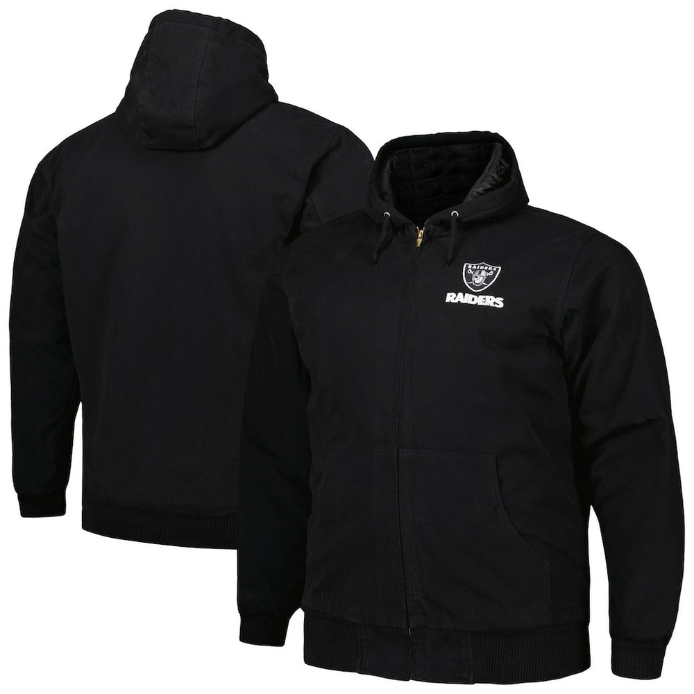 Las Vegas Raiders Dunbrooke Big & Tall Dakota Canvas Hoodie Full-Zip Jacket - Black - NFL