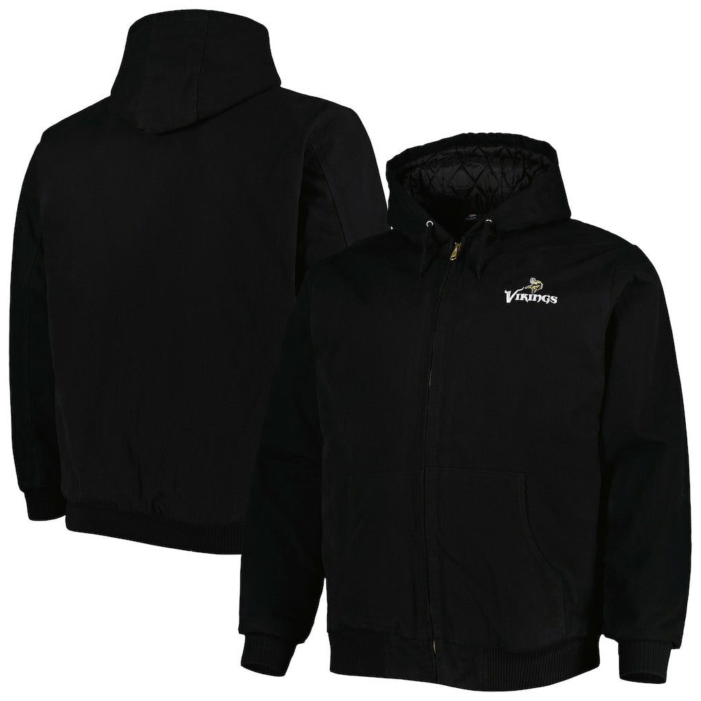 Minnesota Vikings Dunbrooke Big & Tall Dakota Canvas Hoodie Full-Zip Jacket - Black - NFL