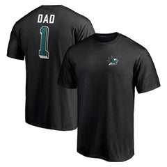 San Jose Sharks Number One Dad Logo T-Shirt - Black | NHL Clearance