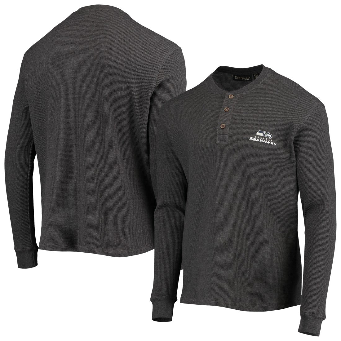 Seattle Seahawks Dunbrooke Logo Maverick Thermal Henley Long Sleeve T-Shirt - Heathered Gray - NFL