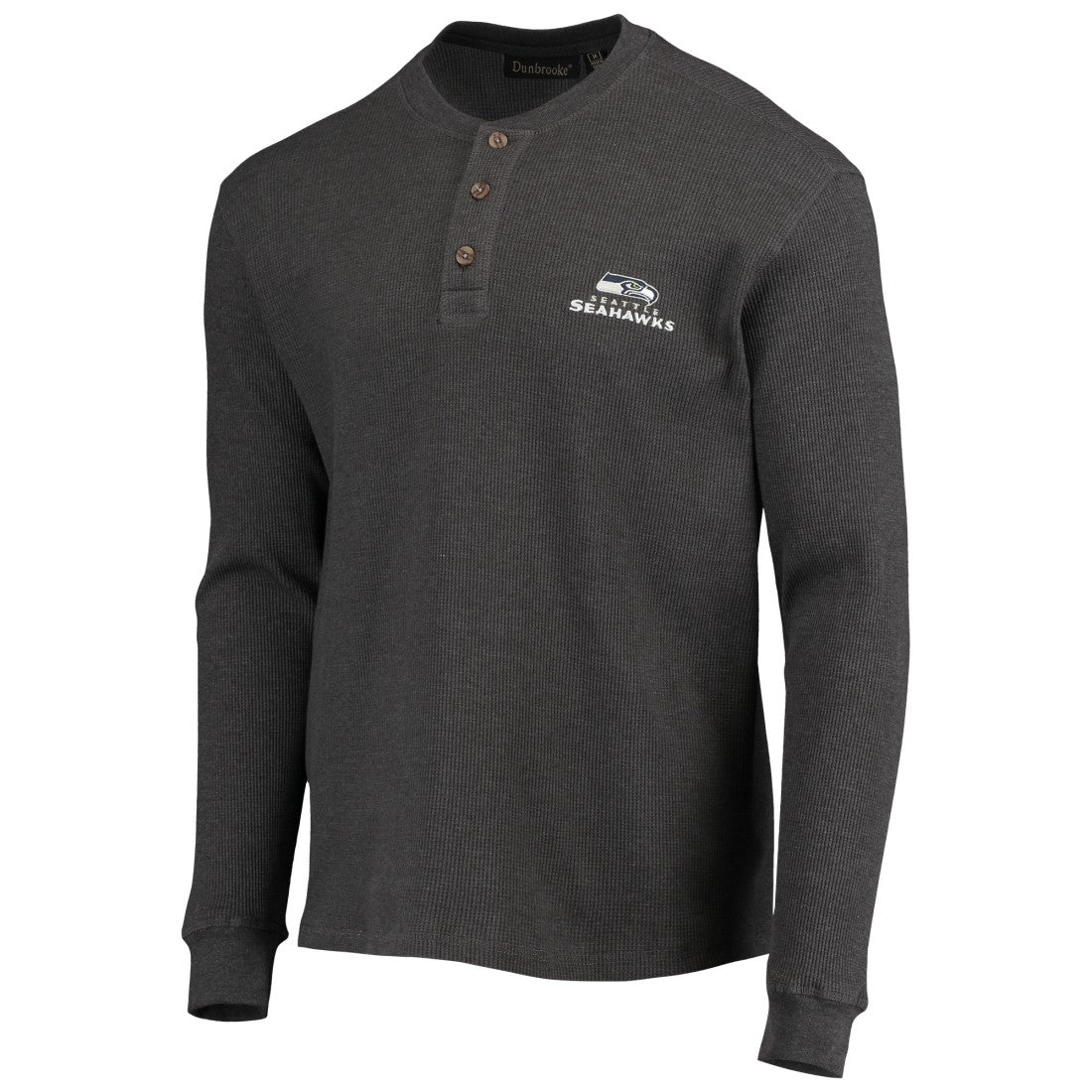 Seattle Seahawks Dunbrooke Logo Maverick Thermal Henley Long Sleeve T-Shirt - Heathered Gray - NFL