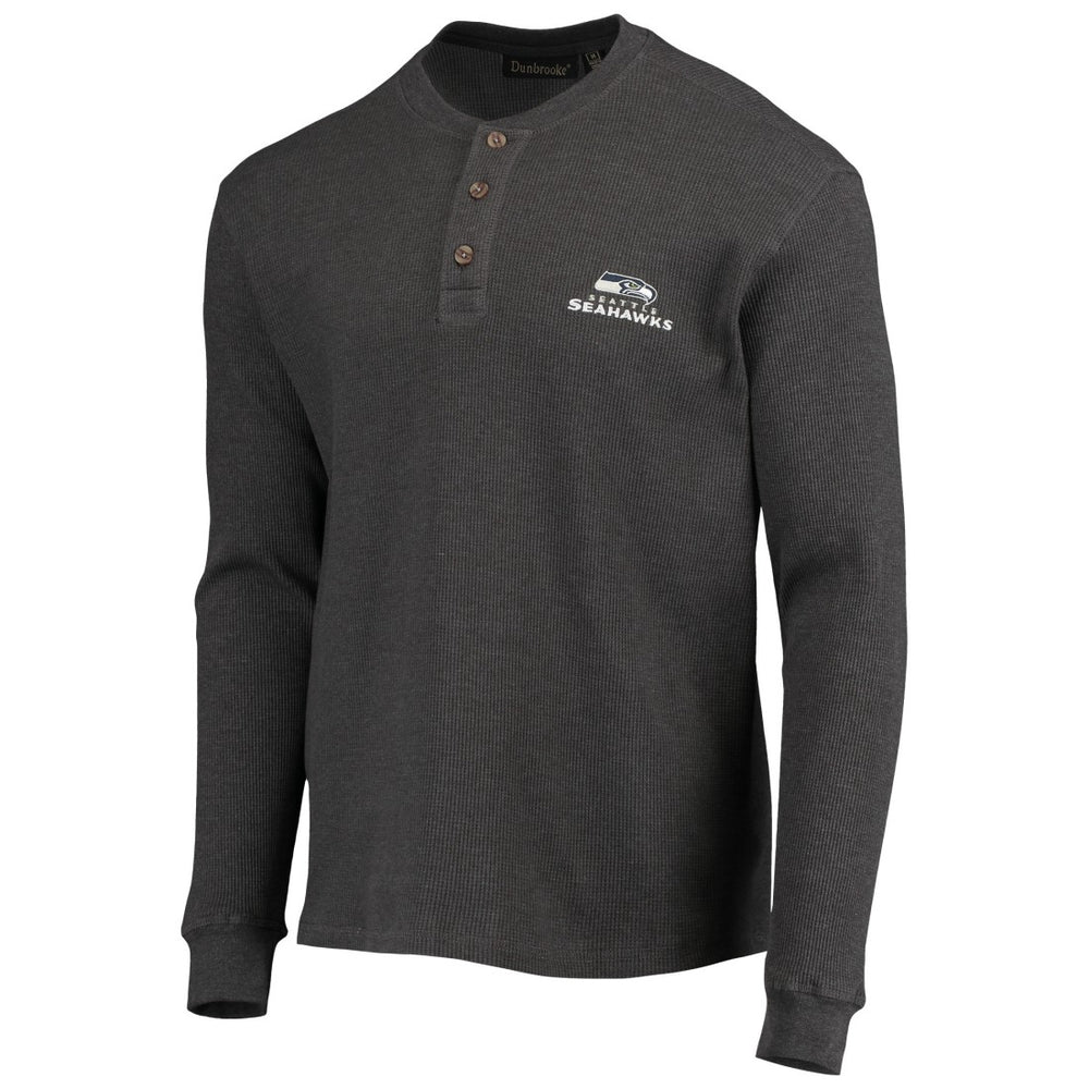 Seattle Seahawks Dunbrooke Logo Maverick Thermal Henley Long Sleeve T-Shirt - Heathered Gray - NFL