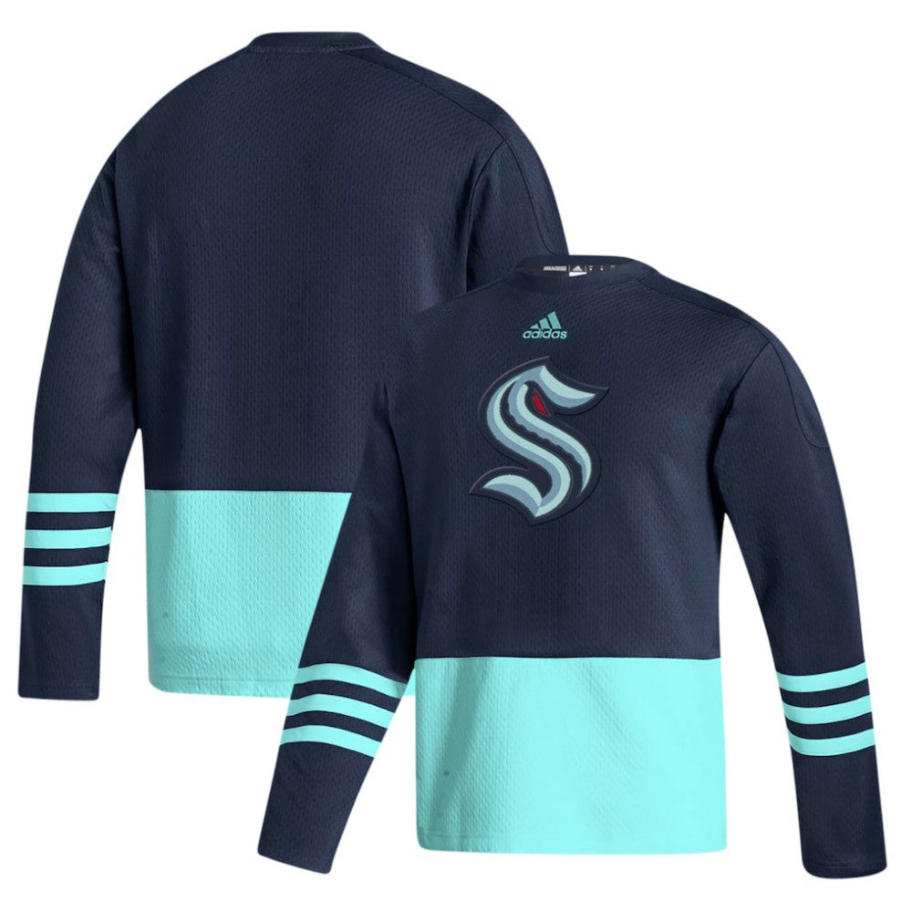 Seattle Kraken adidas Logo AEROREADY Pullover Sweater - Deep Sea Blue | Adidas Clearance