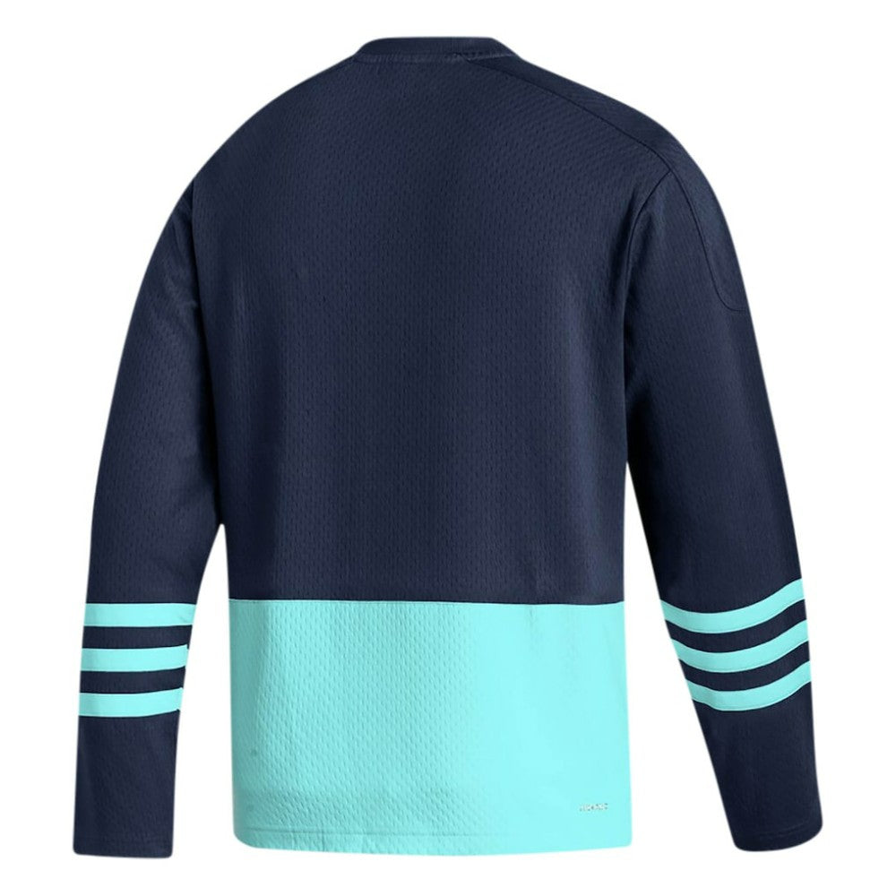 Seattle Kraken adidas Logo AEROREADY Pullover Sweater - Deep Sea Blue | Adidas Clearance