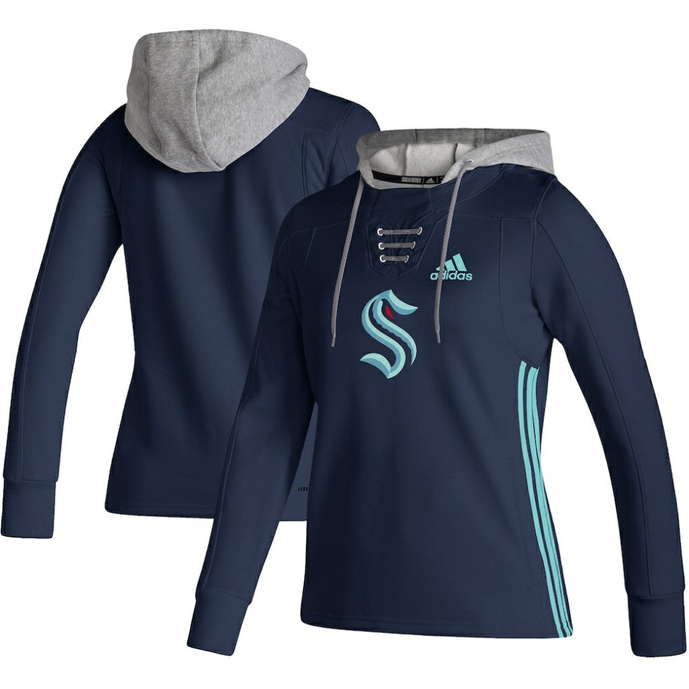Seattle Kraken adidas Women's Skate Lace AEROREADY Pullover Hoodie - Deep Sea Blue | Adidas on sale