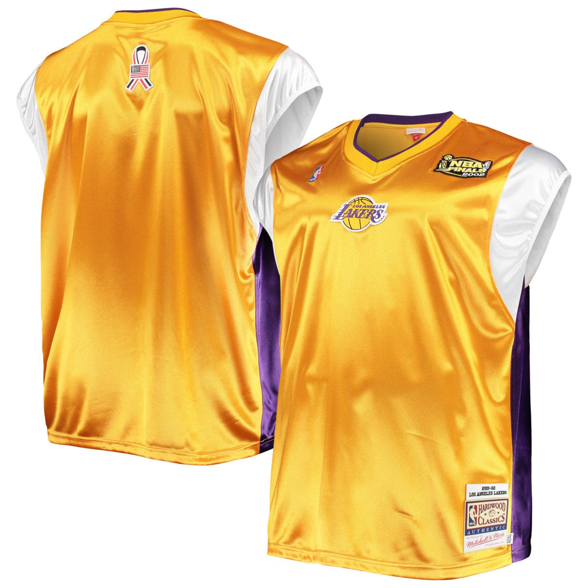 Mitchell & Ness Los Angeles Lakers Hardwood Classics Big & Tall On-Court Shooting V-Neck Shirt Gold/Purple