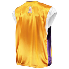 Mitchell & Ness Los Angeles Lakers Hardwood Classics Big & Tall On-Court Shooting V-Neck Shirt Gold/Purple
