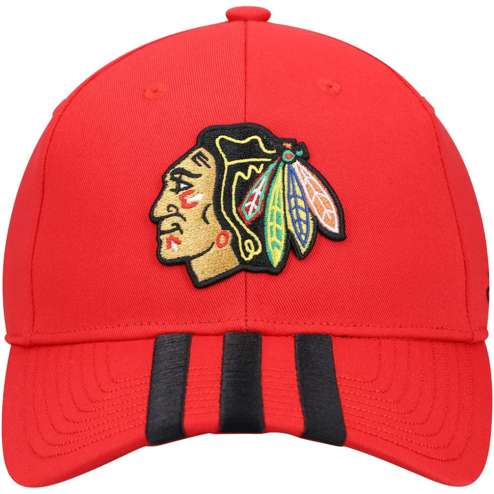 Chicago Blackhawks adidas Locker Room Three Stripe Adjustable Hat - Red | Adidas online