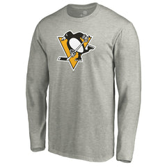 Pittsburgh Penguins Primary Logo Long Sleeve T-Shirt - Heather Gray | NHL near me