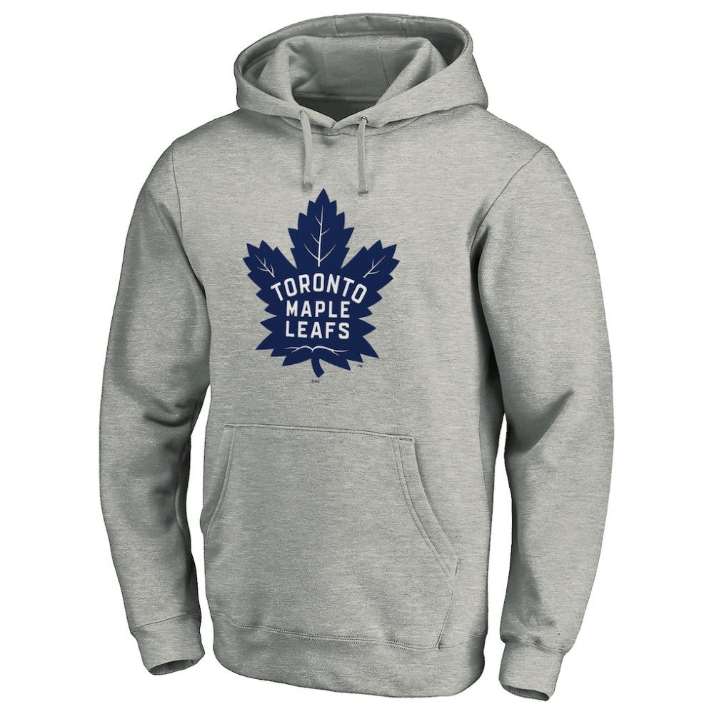 Toronto Maple Leafs Primary Team Logo Fleece Fitted Pullover Hoodie - Heather Gray | NHL Clearance