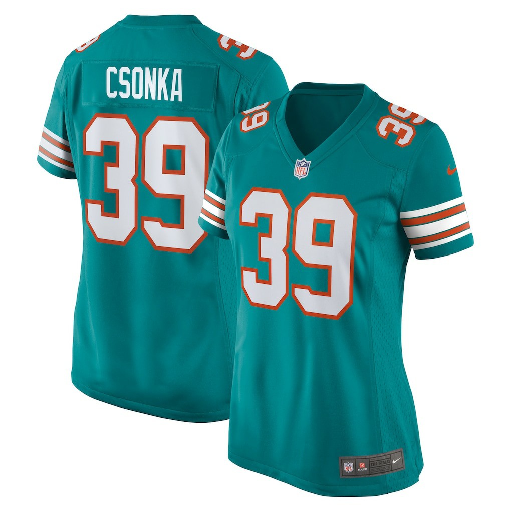 Larry Csonka Miami Dolphins Women's Retired Player Jersey - Aqua - Nike