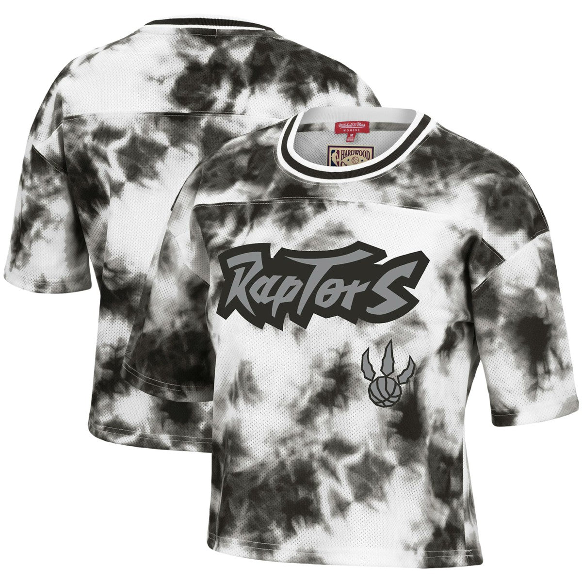 Mitchell & Ness Toronto Raptors Women's Hardwood Classics Tie-Dye Cropped T-Shirt Black/White