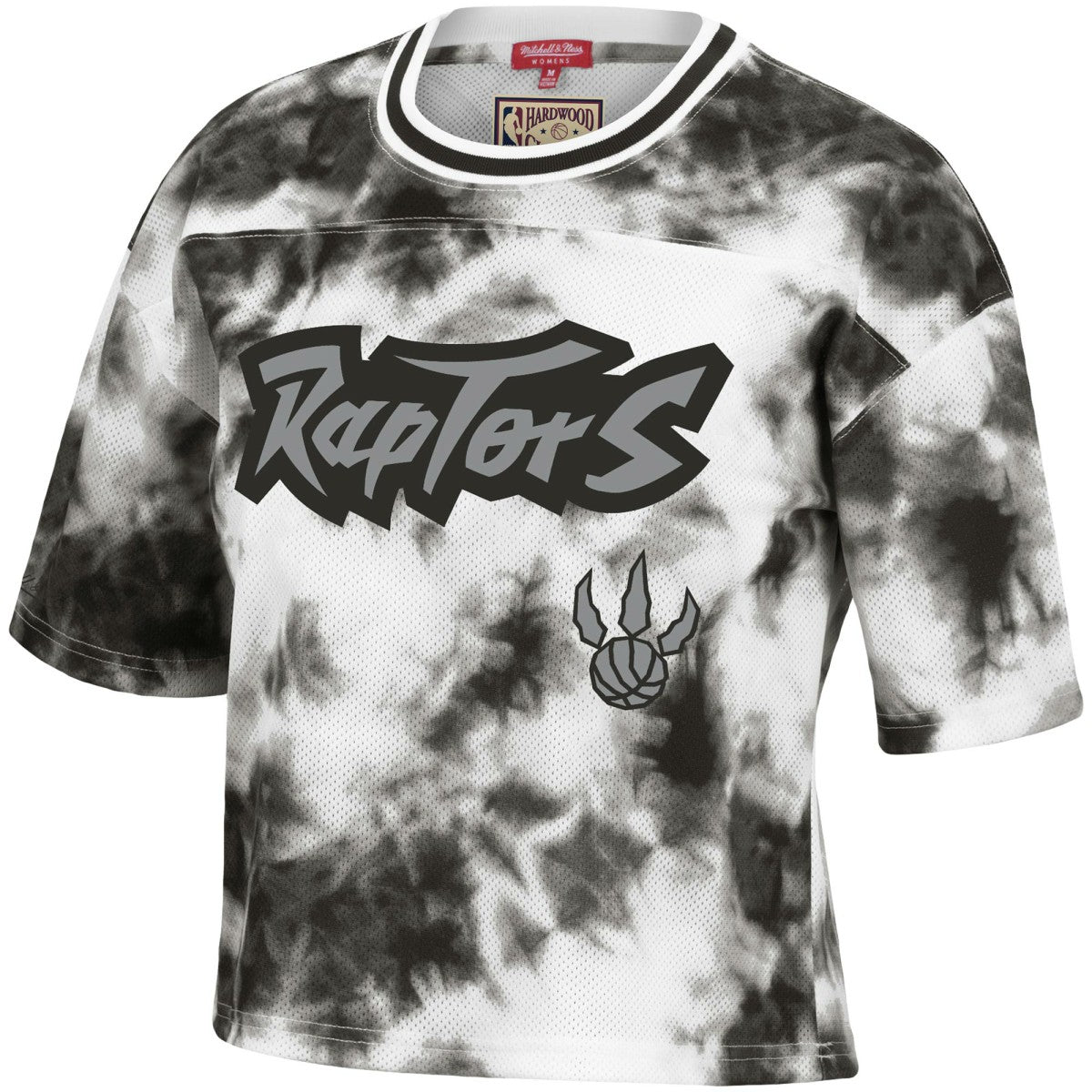 Mitchell & Ness Toronto Raptors Women's Hardwood Classics Tie-Dye Cropped T-Shirt Black/White