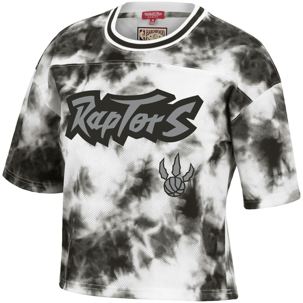 Mitchell & Ness Toronto Raptors Women's Hardwood Classics Tie-Dye Cropped T-Shirt Black/White