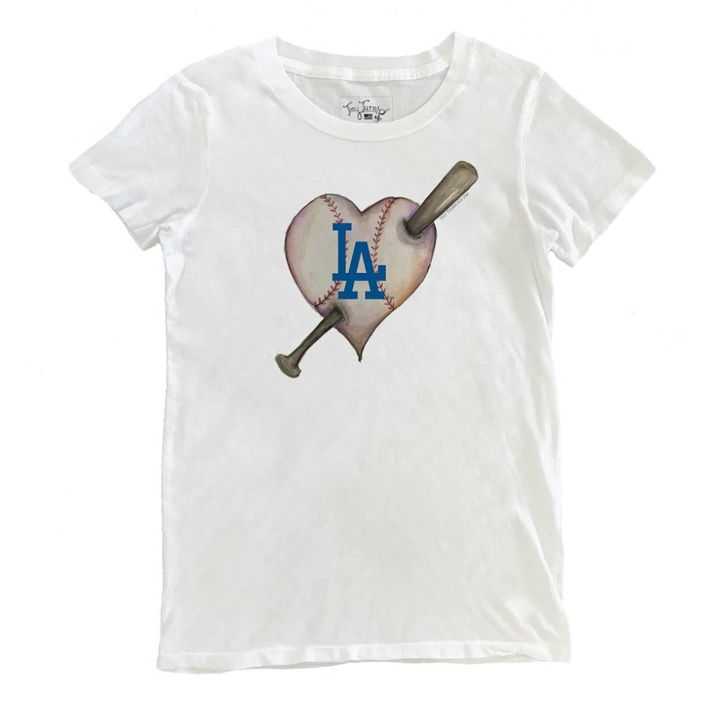 Los Angeles Dodgers Tiny Turnip Women's Heart Bat T-Shirt for sale