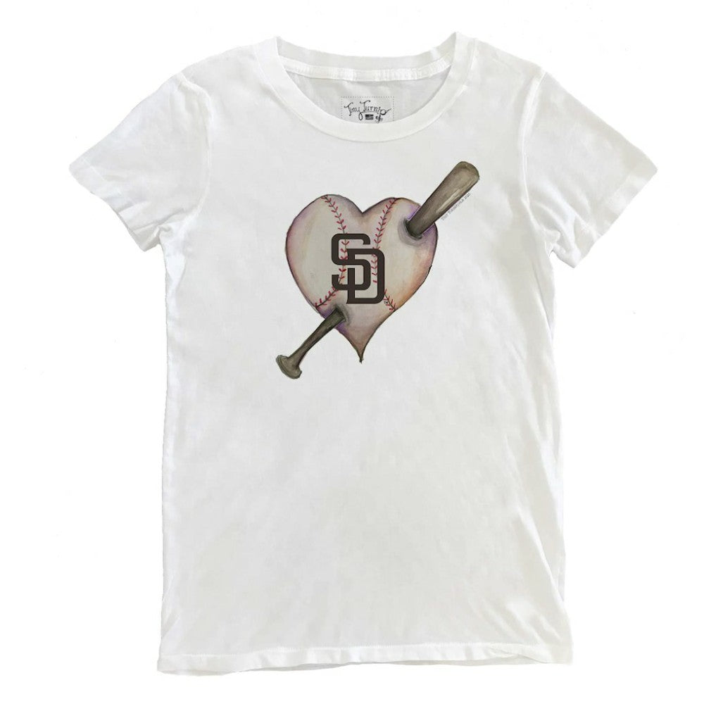 San Diego Padres Tiny Turnip Women's Heart Bat T-Shirt for sale