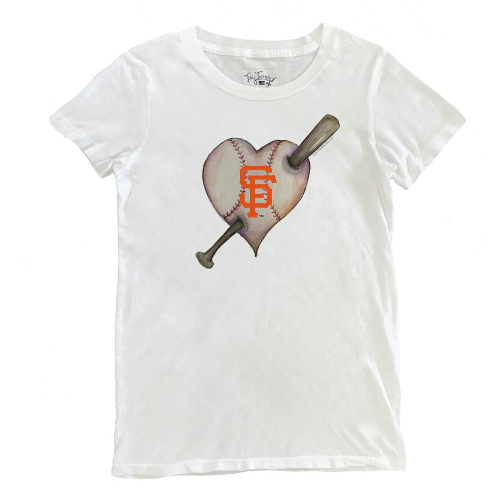 San Francisco Giants Tiny Turnip Women's Heart Bat T-Shirt Outlet