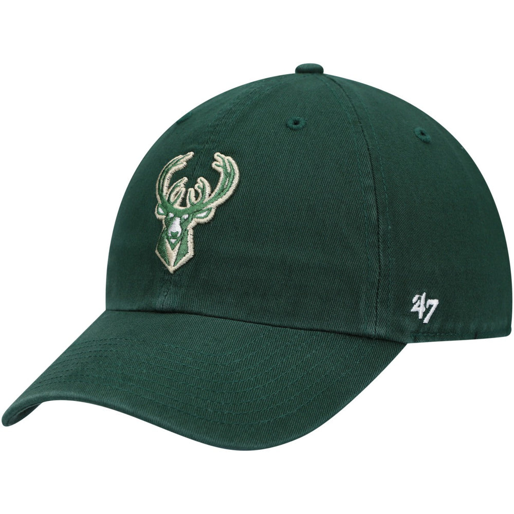 47 brand Milwaukee Bucks '47 Core Logo Clean Up Adjustable Hat Hunter Green