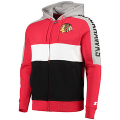 Chicago Blackhawks Starter Playoffs Color Block Full-Zip Hoodie - Red/Black | NHL online