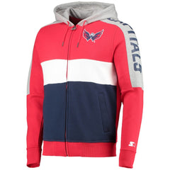 Washington Capitals Starter Playoffs Color Block Full-Zip Hoodie - Red/Navy | NHL Lifestyle