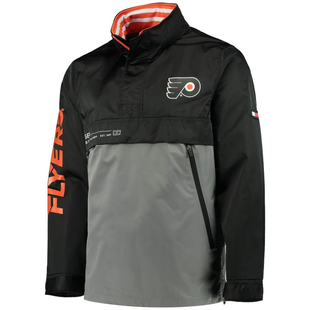 Philadelphia Flyers Tommy Hilfiger Anorak Quarter-Zip Hoodie Jacket - Black/Gray | NHL sale