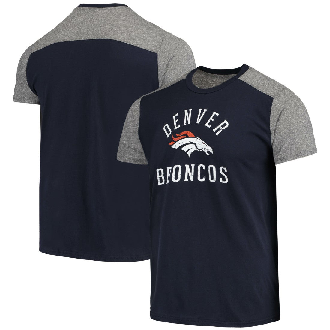 Denver Broncos Majestic Threads Field Goal Slub T-Shirt - Navy/Gray - NFL