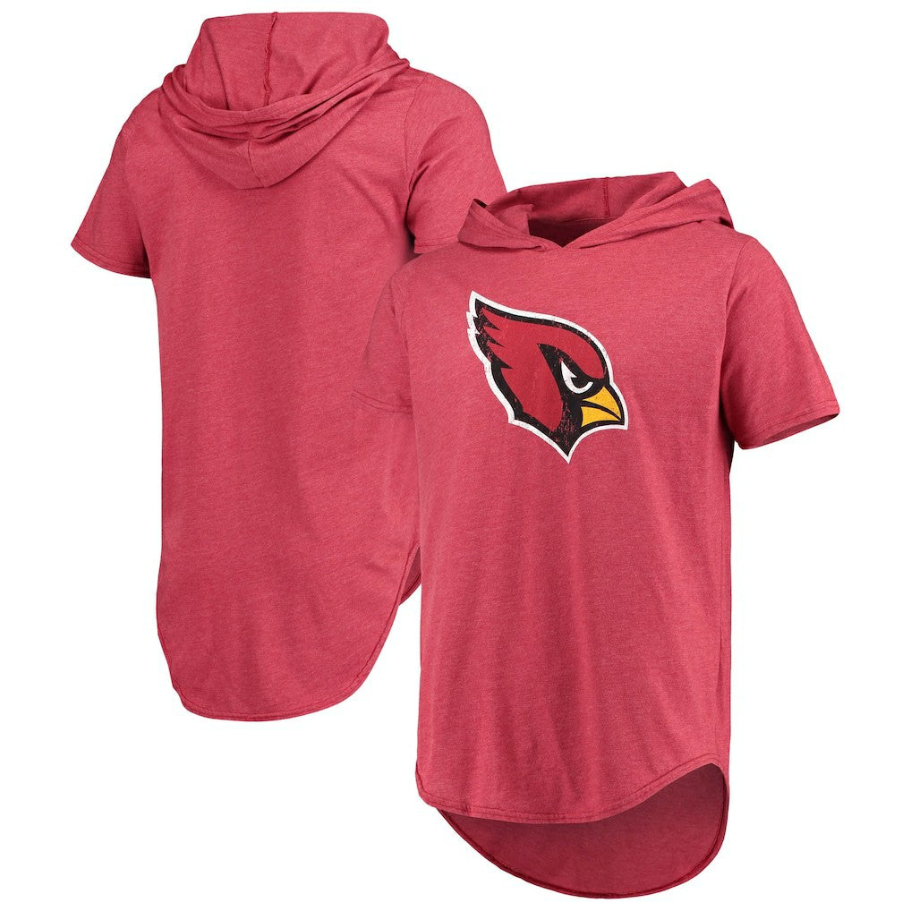 Arizona Cardinals Majestic Threads Primary Logo Tri-Blend Hoodie T-Shirt - Cardinal - NFL