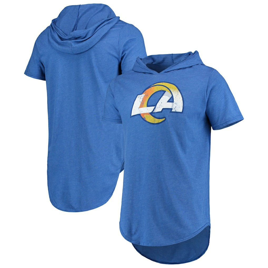 Los Angeles Rams Majestic Threads Primary Logo Tri-Blend Hoodie T-Shirt - Royal - NFL