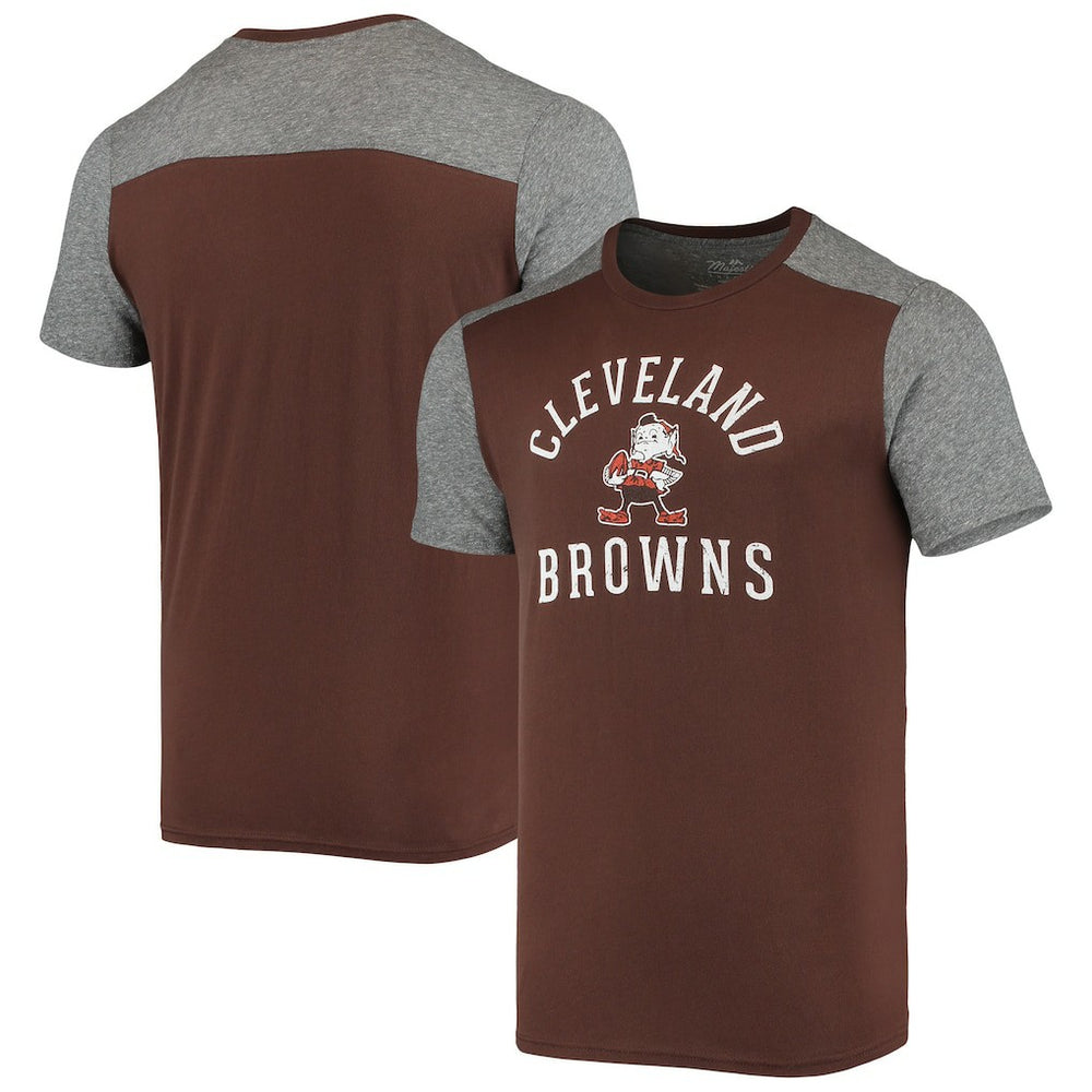 Cleveland Browns Majestic Threads Brownie The Elf Gridiron Classics Field Goal Slub T-Shirt - Brown/Heathered Gray - NFL
