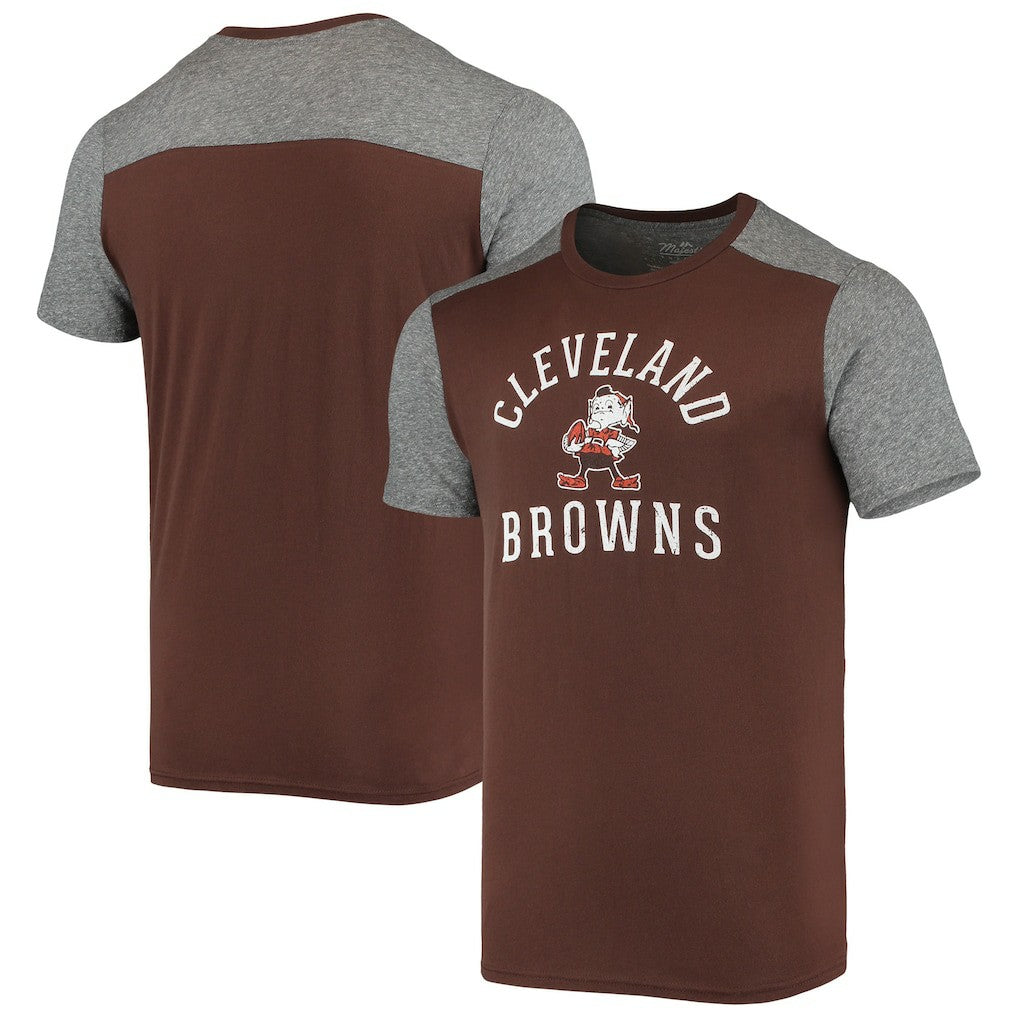 Cleveland Browns Majestic Threads Brownie The Elf Gridiron Classics Field Goal Slub T-Shirt - Brown/Heathered Gray - NFL