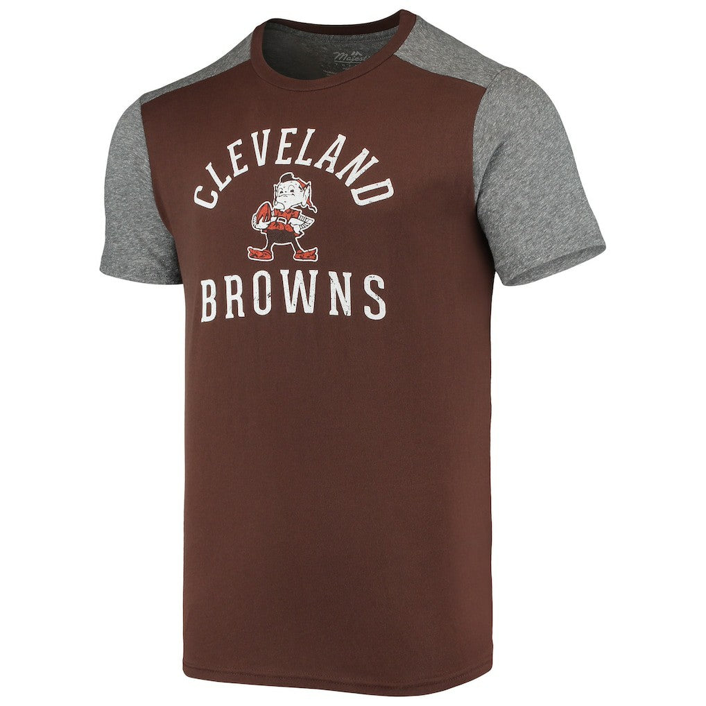Cleveland Browns Majestic Threads Brownie The Elf Gridiron Classics Field Goal Slub T-Shirt - Brown/Heathered Gray - NFL
