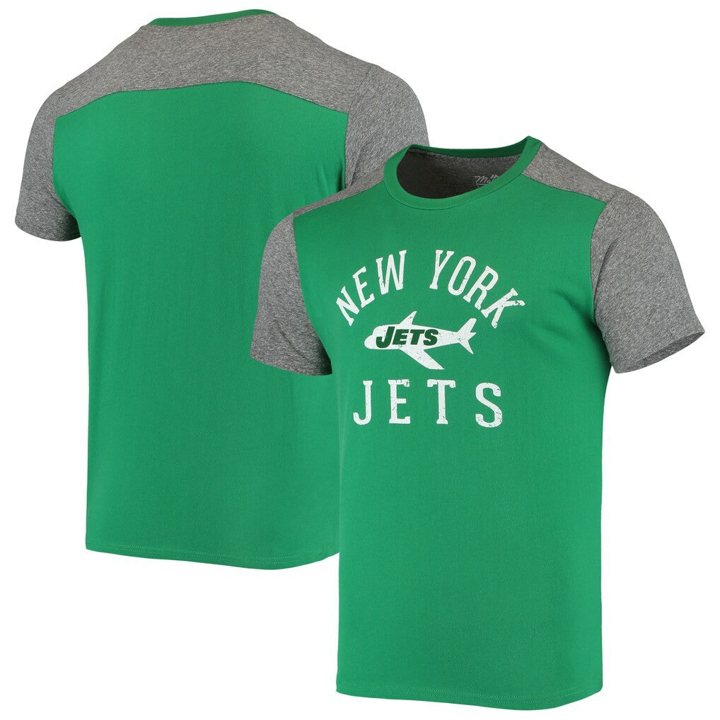 New York Jets Majestic Threads Gridiron Classics Field Goal Slub T-Shirt - Kelly Green/Heathered Gray - NFL