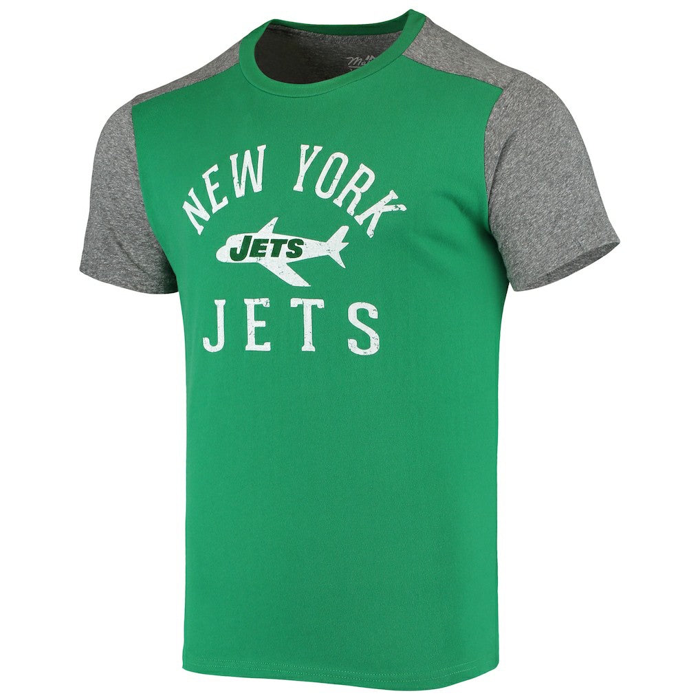 New York Jets Majestic Threads Gridiron Classics Field Goal Slub T-Shirt - Kelly Green/Heathered Gray - NFL