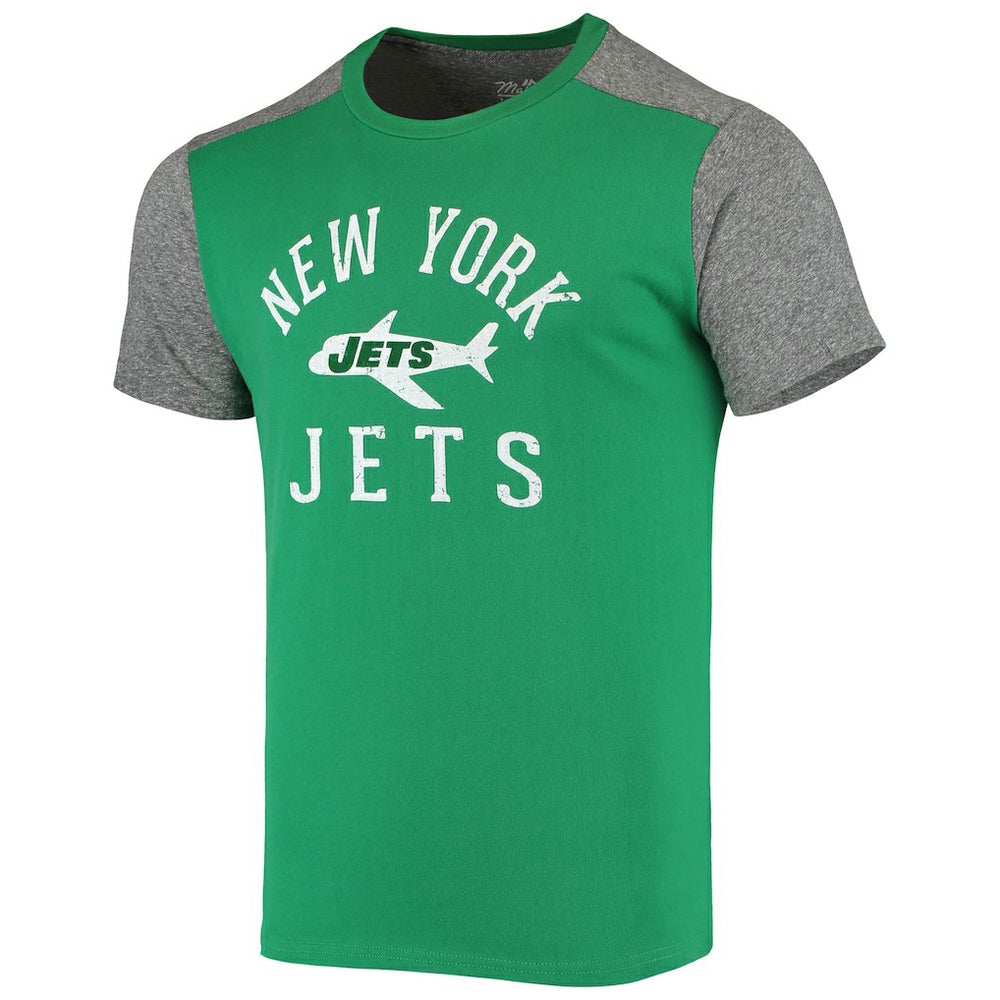 New York Jets Majestic Threads Gridiron Classics Field Goal Slub T-Shirt - Kelly Green/Heathered Gray - NFL