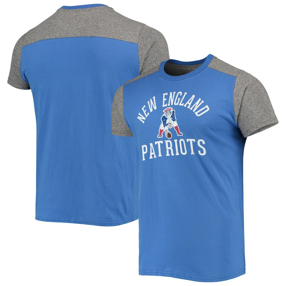 New England Patriots Majestic Threads Gridiron Classics Field Goal Slub T-Shirt - Royal/Heathered Gray - NFL