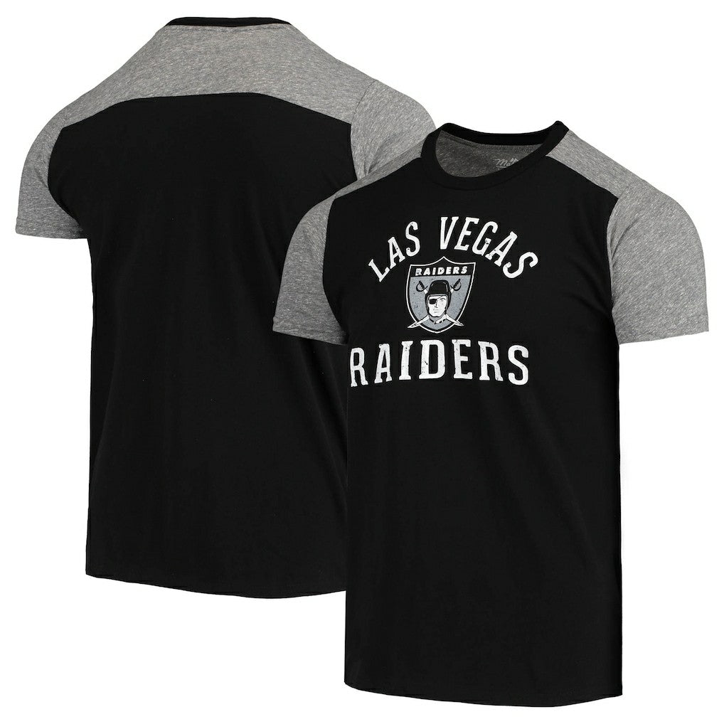 Las Vegas Raiders Majestic Threads Gridiron Classics Field Goal Slub T-Shirt - Black/Heathered Gray - NFL