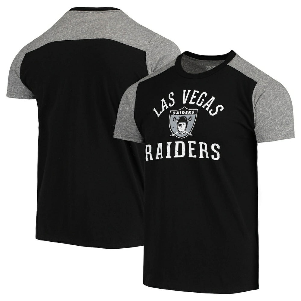 Las Vegas Raiders Majestic Threads Gridiron Classics Field Goal Slub T-Shirt - Black/Heathered Gray - NFL