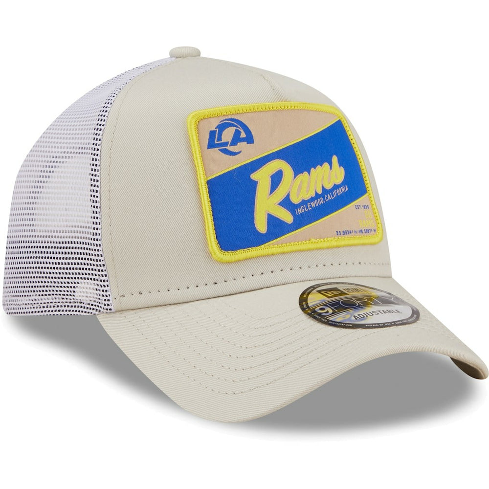 Los Angeles Rams New Era Happy Camper A-Frame Trucker 9FORTY Snapback Hat - Khaki/White - NFL