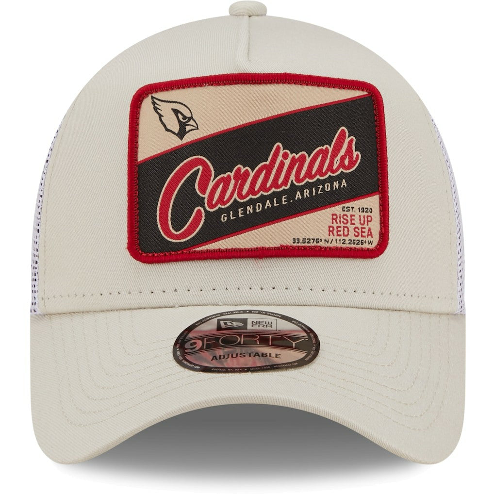 Arizona Cardinals New Era Happy Camper A-Frame Trucker 9FORTY Snapback Hat - Khaki/White - NFL