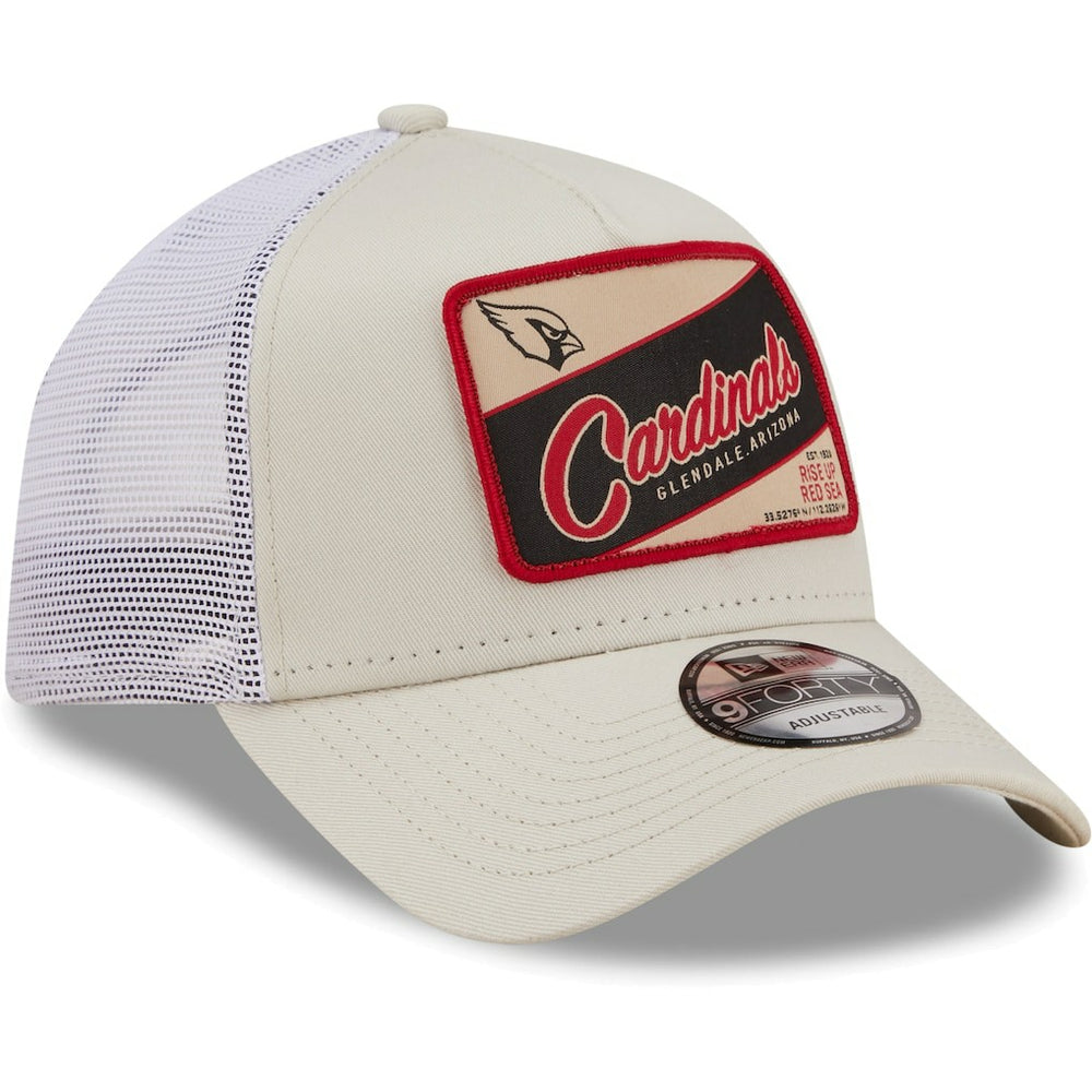 Arizona Cardinals New Era Happy Camper A-Frame Trucker 9FORTY Snapback Hat - Khaki/White - NFL