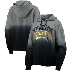 New Orleans Saints Touch Women's Superstar Dip-Dye Pullover Hoodie - Heathered Gray/Black - NFL