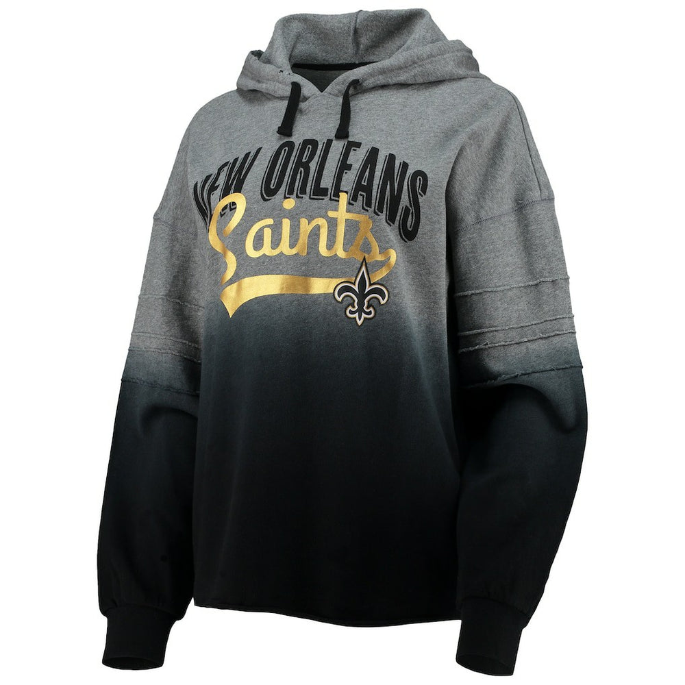 New Orleans Saints Touch Women's Superstar Dip-Dye Pullover Hoodie - Heathered Gray/Black - NFL
