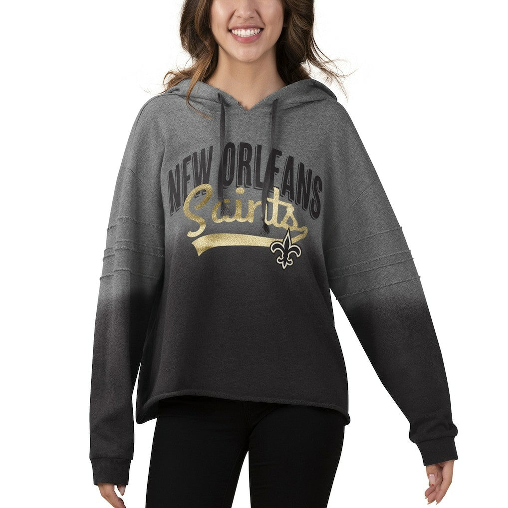 New Orleans Saints Touch Women's Superstar Dip-Dye Pullover Hoodie - Heathered Gray/Black - NFL