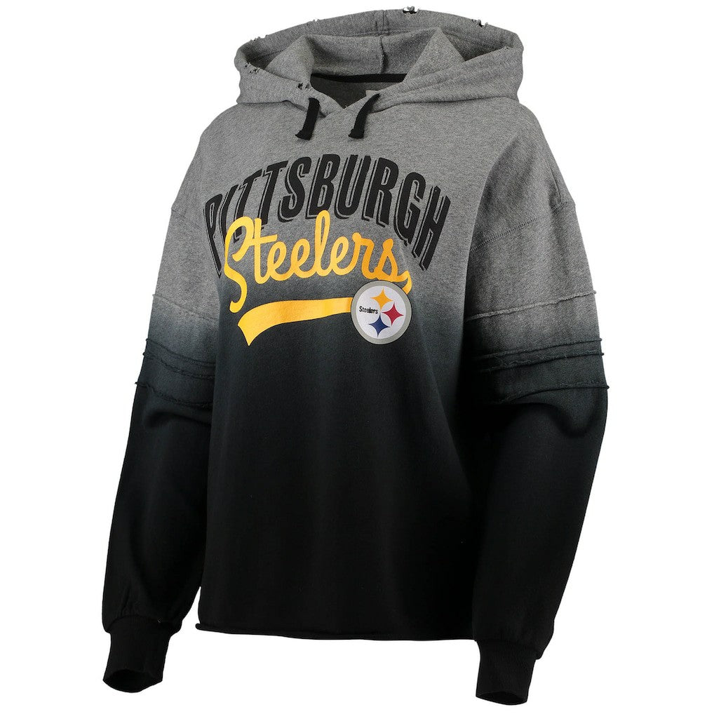 Pittsburgh Steelers Touch Women's Superstar Dip-Dye Pullover Hoodie - Heathered Gray/Black - NFL