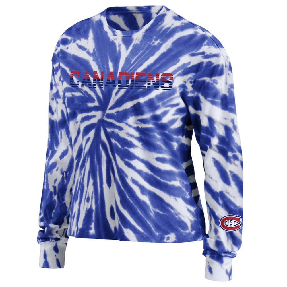 Montreal Canadiens WEAR by Erin Andrews Women's Tie-Dye Long Sleeve T-Shirt - Navy | NHL discount