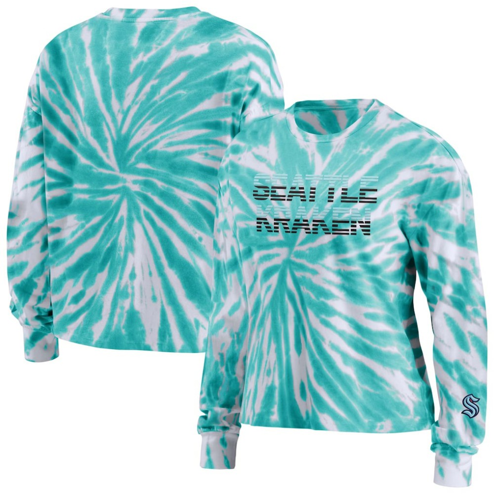 Seattle Kraken WEAR by Erin Andrews Women's Tie-Dye Long Sleeve T-Shirt - Light Blue | NHL sale