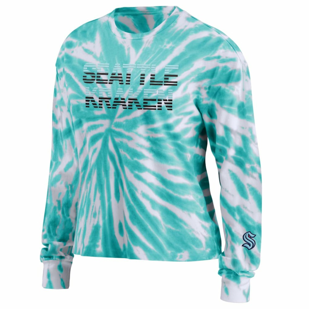 Seattle Kraken WEAR by Erin Andrews Women's Tie-Dye Long Sleeve T-Shirt - Light Blue | NHL sale