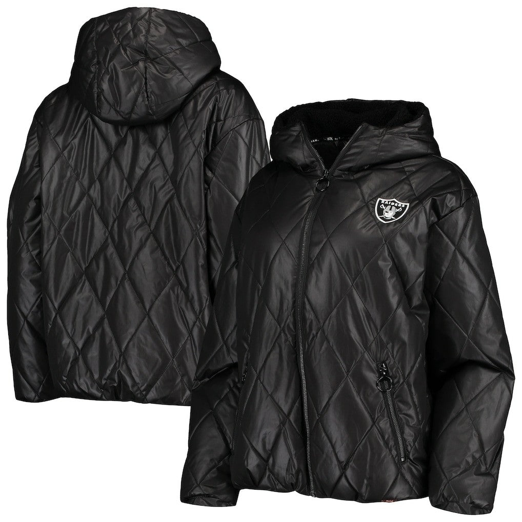 Las Vegas Raiders MSX by Michael Strahan Women's Charlotte Full-Zip Hoodie Puffer Jacket - Black - NFL