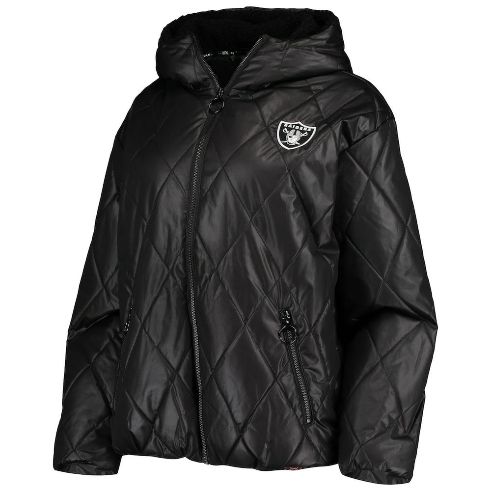 Las Vegas Raiders MSX by Michael Strahan Women's Charlotte Full-Zip Hoodie Puffer Jacket - Black - NFL