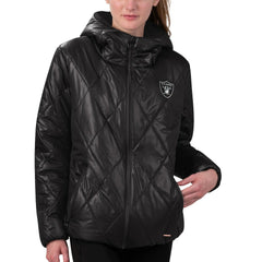 Las Vegas Raiders MSX by Michael Strahan Women's Charlotte Full-Zip Hoodie Puffer Jacket - Black - NFL